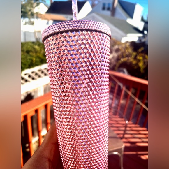 Starbucks Inspired 24oz Metallic Pink Studded Tumbler - Picture 1 of 7